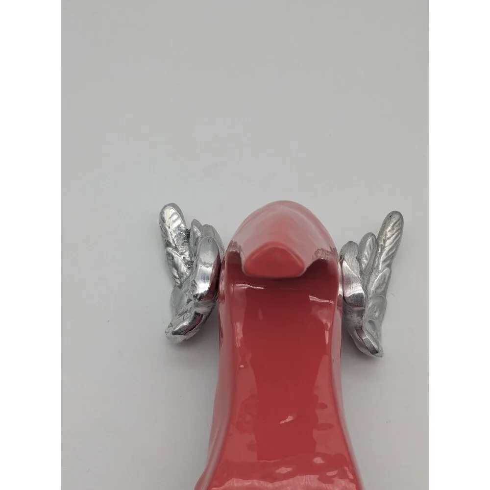 Lunares San Francisco Pink Winged High Heel Cast Metal Sculpture Enamel Finish